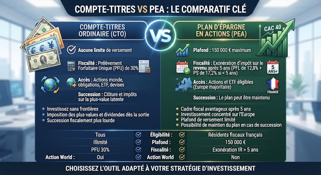 Lire la suite à propos de l’article Compte-Titres VS PEA : Le comparatif pour un entrepreneur